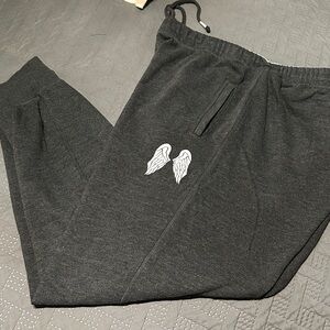 Victoria Secret Dark Gray Sweatpants with White Wing Design